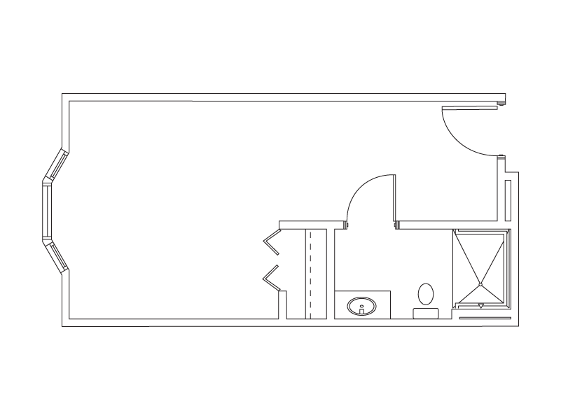 East Wing Studio Suite floor plan at Jenner’s Pond Assisted Living for Seniors