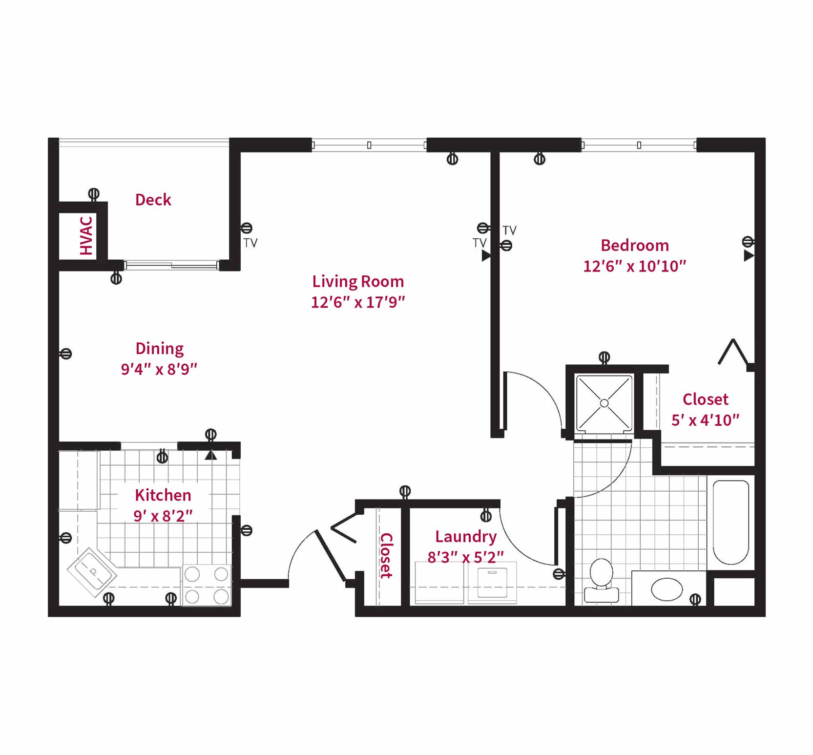 Senior Apartment Floor Plan in Downingtown PA - Aster floor plan