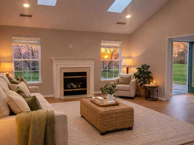 Cottage Living Room at Sunset Cottage Living Room at Sunset